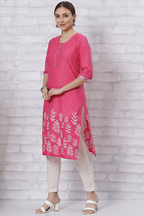 Pink Straight Kurta image number 0